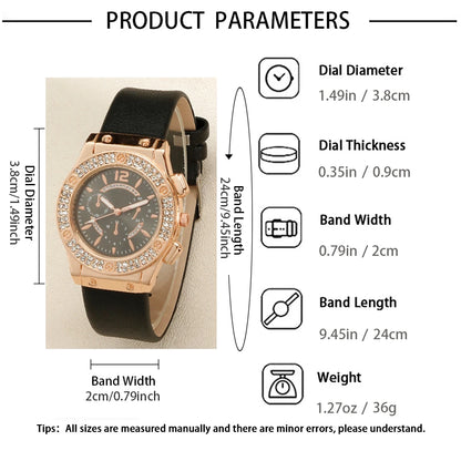 6pcs women's exquisite, small and cute watch + bracelet + ring + earrings set, holiday gift birthday gift