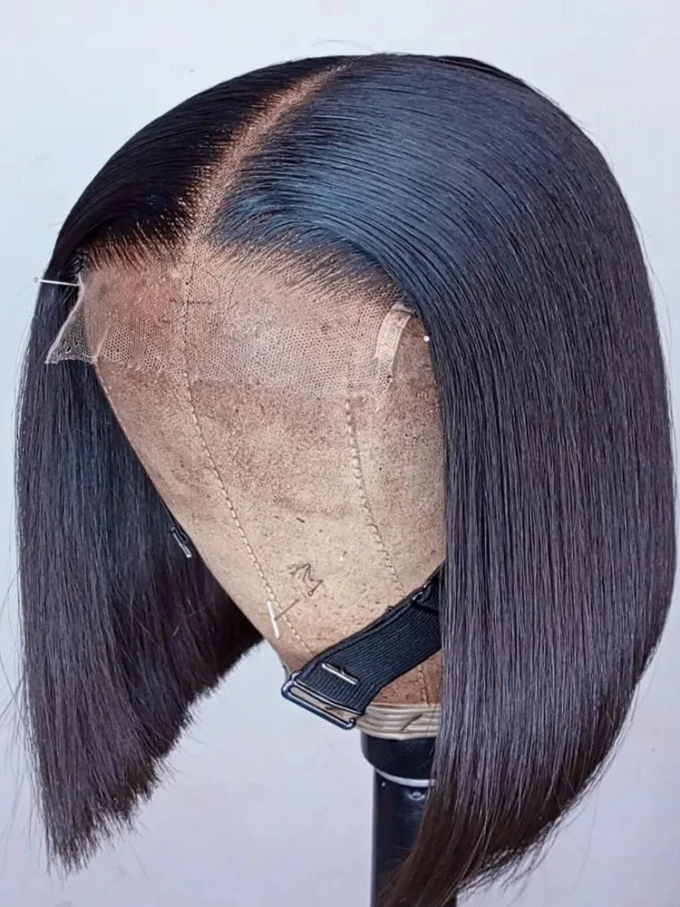 100% Human Hair Wig Glueless Braided Closure Hd Lace Frontal Wig Pre Cut Vietnamese Straight Short Bob Lace Front Wig for Women