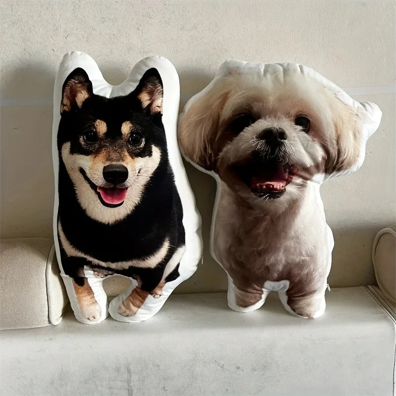 Customized Pet Photo Plush Pillow - Personalized Dog, Cat, and Animal Shapes, Suitable for Birthday, Valentine's Day, Halloween