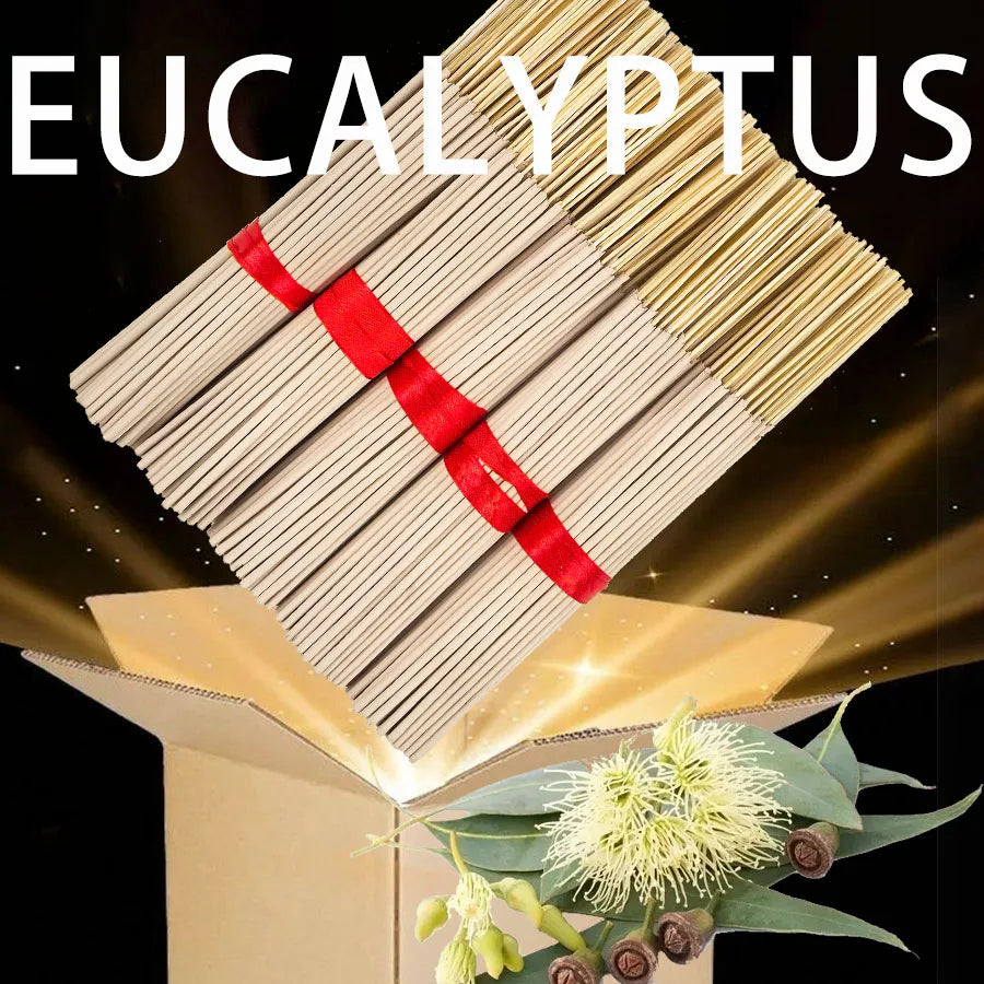 High-Quality Natural Bamboo Eucalyptus Incense Sticks - Long-Lasting Fresh Mint Fragrance, Home Yoga Meditation, Holiday Decoration (Christmas, Halloween, Thanksgiving) - Air Purification and Relaxation Aroma