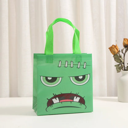 5 PCS Halloween Non-Woven Treat Bags Pumpkin Ghost Bat Mummy Monster Cat  Pattern Totes Bag Trick or Treat Halloween Party Favor