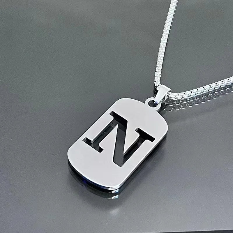 Stainless steel Men Women Pendant Necklace Hollow 26 Mother Without Plating Design  Style Hip Hop Chain for Daily Wear and Gift