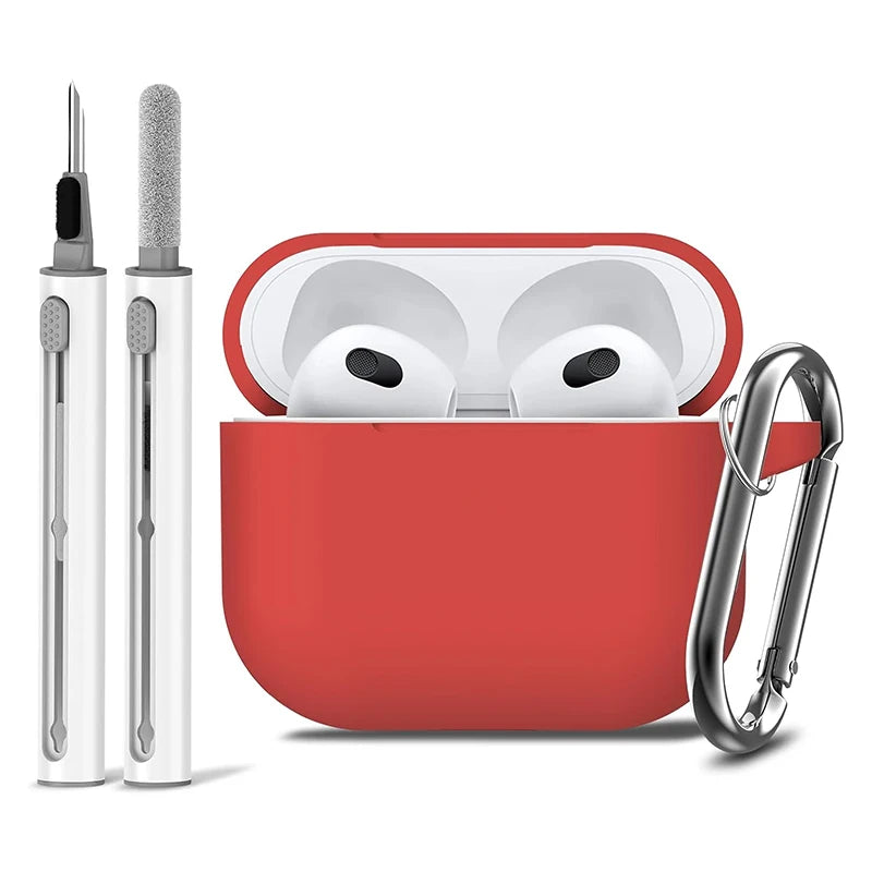 3rd Gen Earphone Case For AirPods 3 Earphone Protective Case With Hook Hole Silicone Cover Earbuds Ear Pads With Cleaner Kit