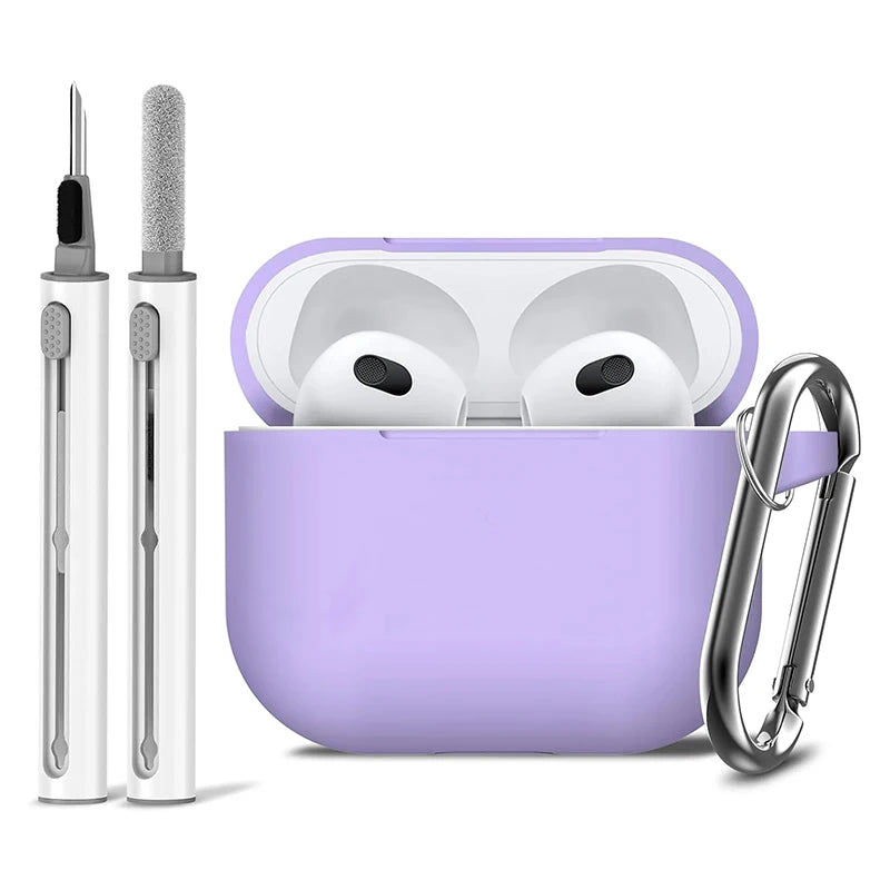 3rd Gen Earphone Case For AirPods 3 Earphone Protective Case With Hook Hole Silicone Cover Earbuds Ear Pads With Cleaner Kit