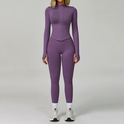2/3PCS Yoga Suit Sports Set Women Tracksuit Gym Set Seamless Running Workout Set Push Up Long Sleeve Sports Jacket Yoga Clothing
