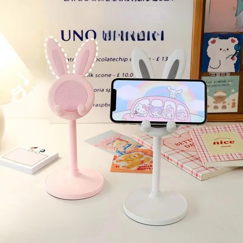O suporte de telefone móvel de coelho fofo pode levantar e ajustar os acessórios do telefone de mesa suporte de telefone aperto do telefone
