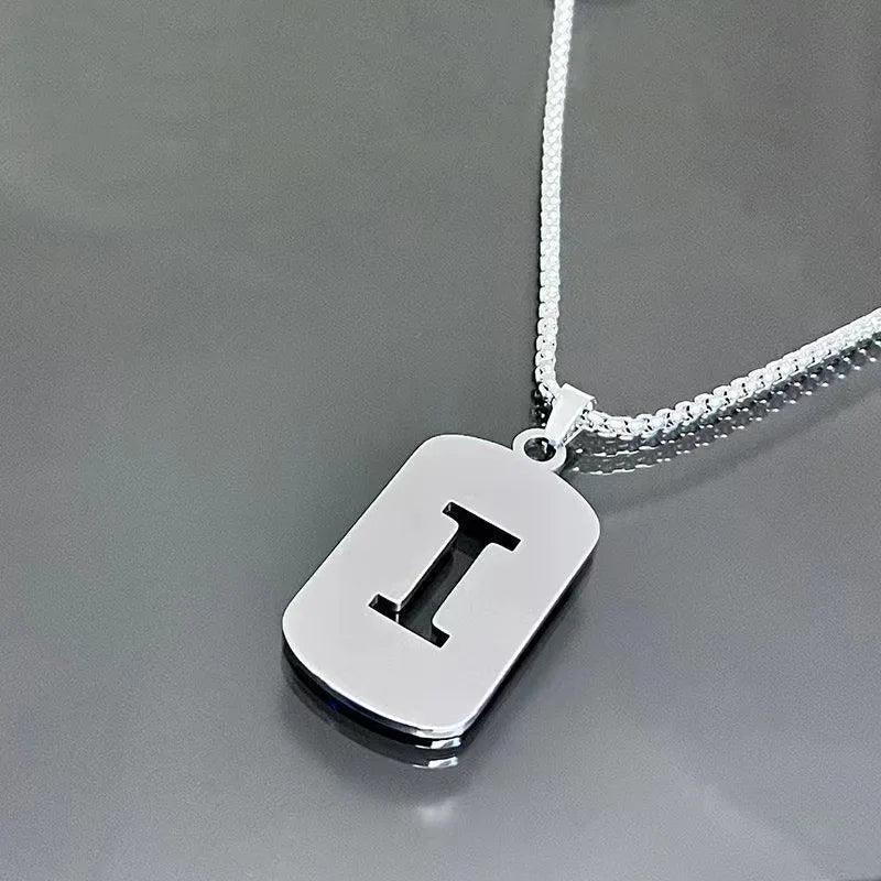 Stainless steel Men Women Pendant Necklace Hollow 26 Mother Without Plating Design  Style Hip Hop Chain for Daily Wear and Gift