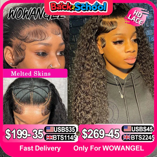 Wow Angel 250% HD Lace Frontal Wigs 13X6 Water Wave Wigs 13x4 Lace Frontal Wigs Pre Plucked Curly Wig Human Hair Wig For Woman