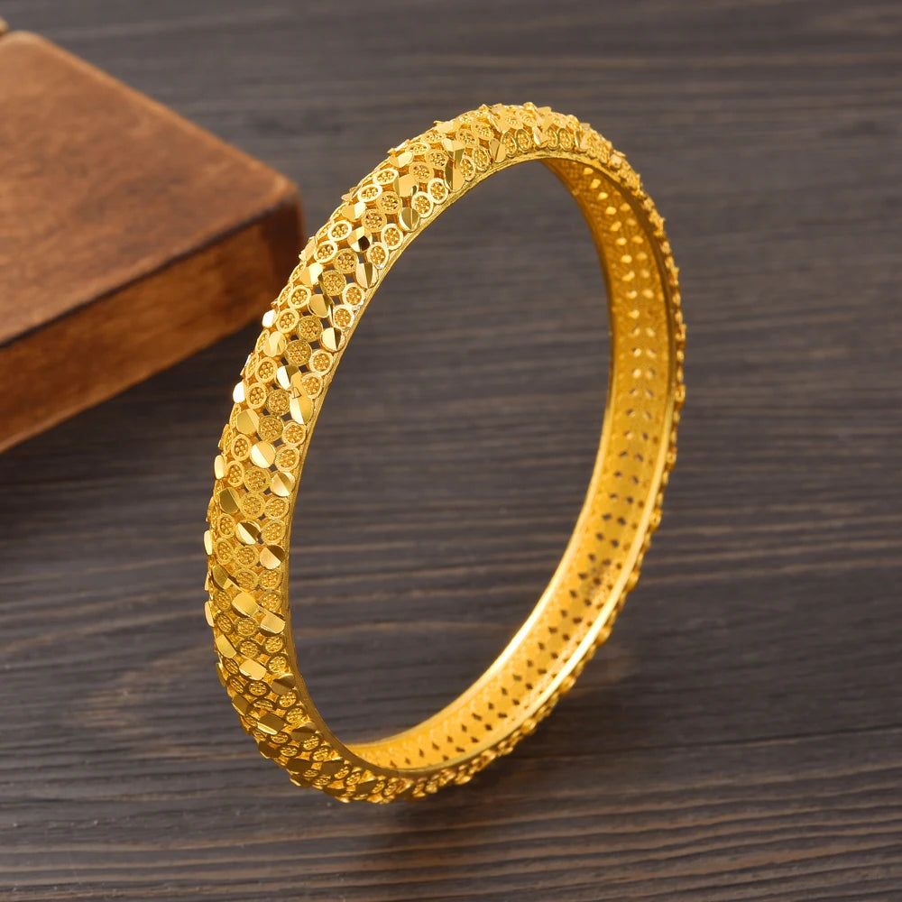 Bangrui 24K Dubai Gold Color Wedding Jewelry For Women Men Saudi Arab Bracelet&Bangles