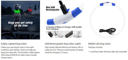Led Usb Dog Collar Pet Dog Night Luminous Charge Collar Led Night Safety Flashing Glow Dog Loss Prevention Collar Pet Accessorie