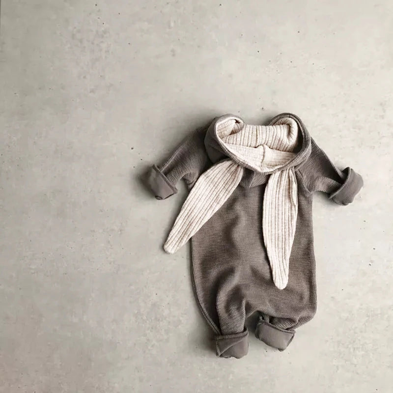 Bunny Baby Romper Long Ears Infant Boy Girl Adorable Animal Rompers Jumpsuit Toddler  Kids Knitted Autumn Rabbit Outift Hooded