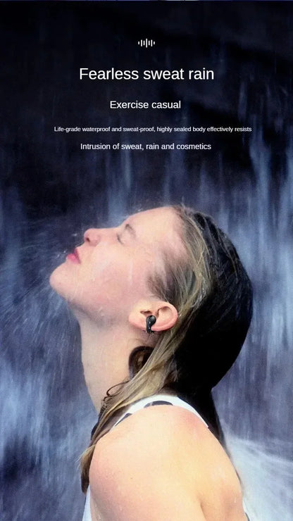 Bluetooth Headset 5.3 Wireless Bone Conduction Headphones Clip Ear Music Noise Canceling HD Call Sports Gaming Earphone