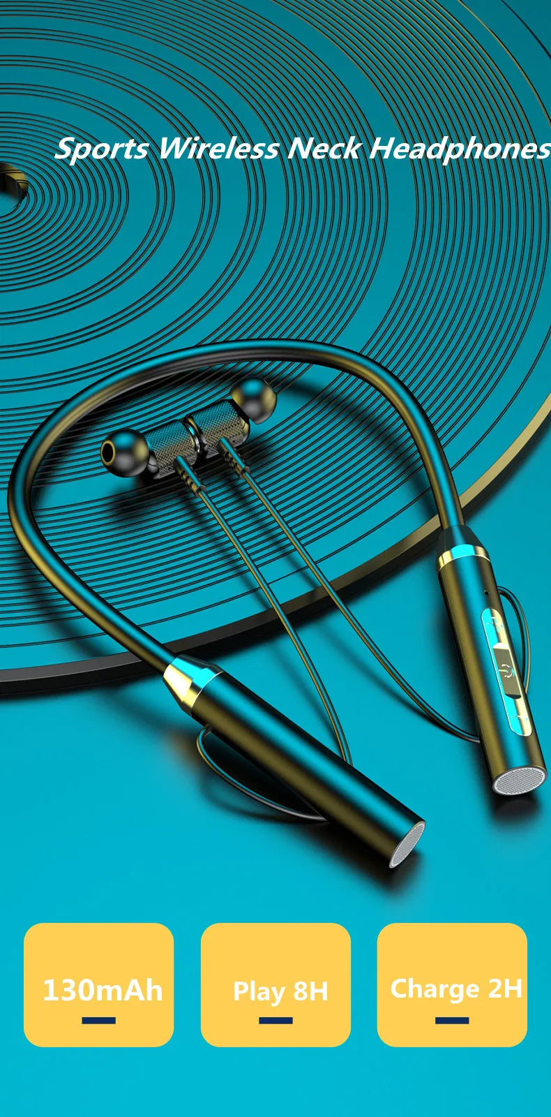 K58 Wireless Earphones Bluetooth 5.3 Neckband Headphones Gaming LED Display HIFI Headset Sports TWS Earbuds With Mic TF Card