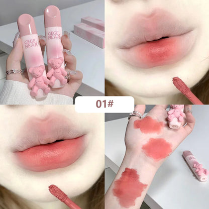 Gegebear Bear Lip Glaze Matte Velvet Lipstick Long-lasting Whitening Lip Cream Lip Mud