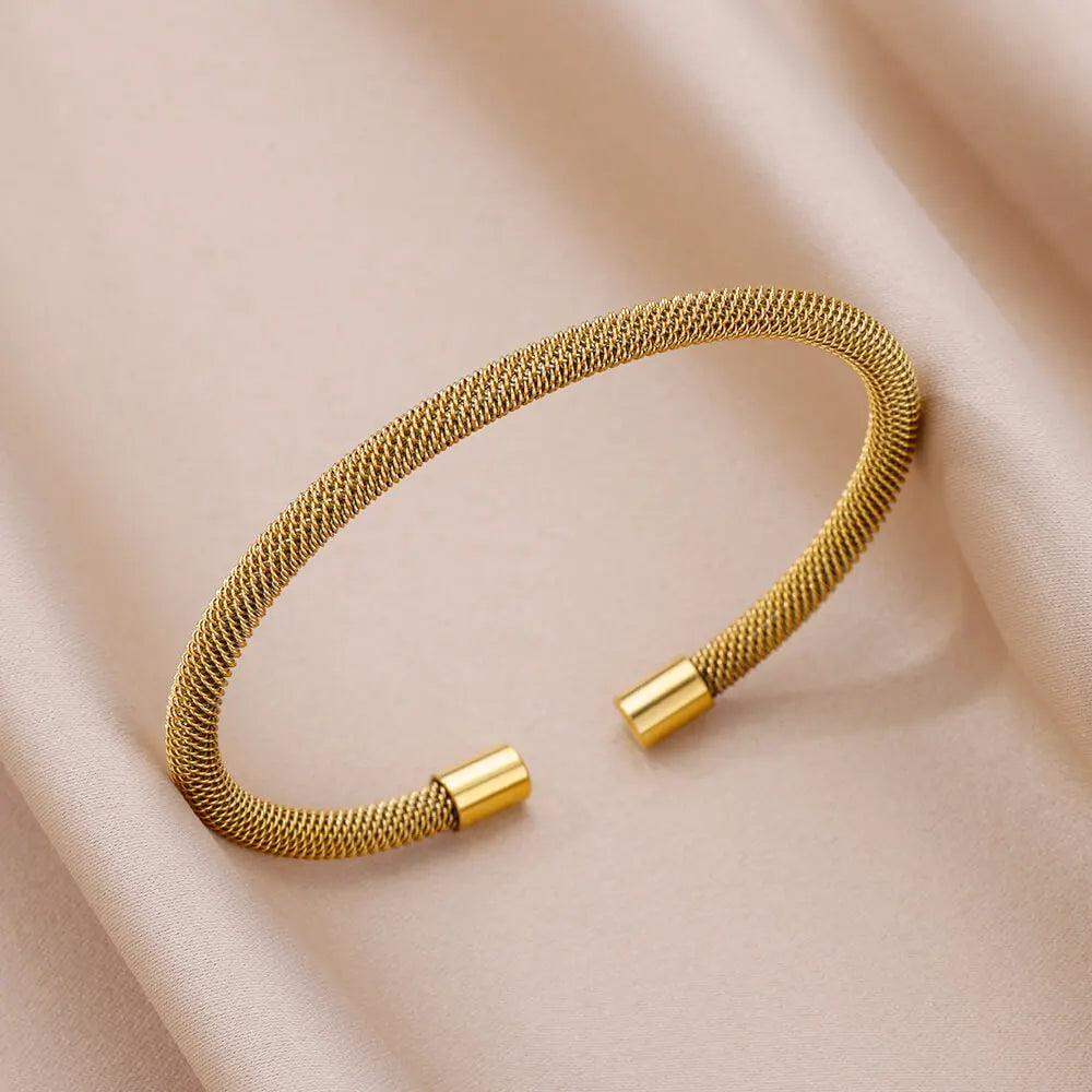 Stainless Steel Bangles Bracelets for women Trendy Aesthetic Opening Bangles Jewelry Wedding Gift pulseras mujer bijoux