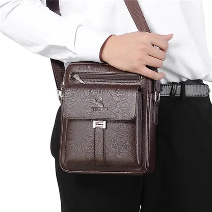 2025 New Men's Crossbody Shoulder Bags Waterproof Vintage Large Capacity PU Leather Bag Men's Messenger Tote