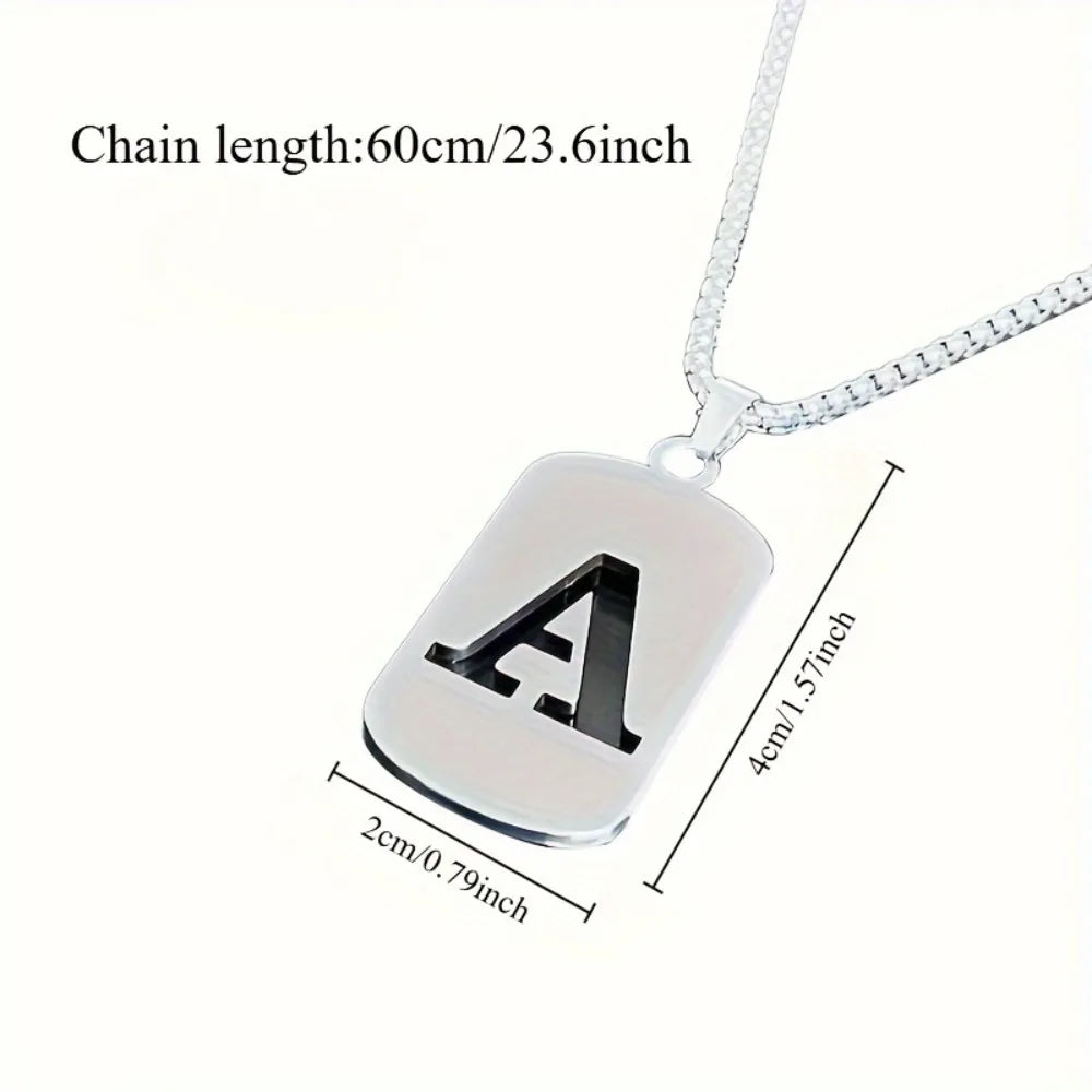 Stainless steel Men Women Pendant Necklace Hollow 26 Mother Without Plating Design  Style Hip Hop Chain for Daily Wear and Gift