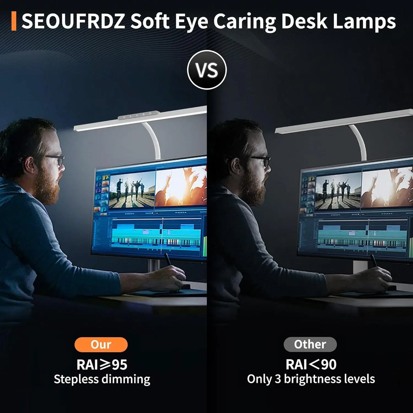 Desk Lamp, 3 Colors Stepless Dimming LED Desk Lamps for Home Office Adjustable Memory Desk Light with Clamp Touch/Remote Control