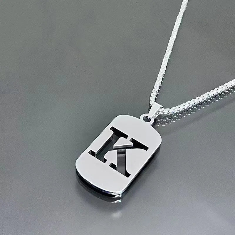 Stainless steel Men Women Pendant Necklace Hollow 26 Mother Without Plating Design  Style Hip Hop Chain for Daily Wear and Gift