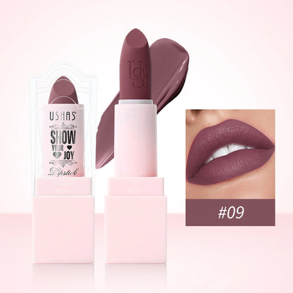 USHAS Purple Matte Lipstick Long Lasting Waterproof 6 Color Lipsticks Sexy Nude Velvet Halloween Brown Moisturizing Lip Makeup