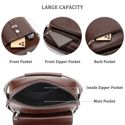 2025 New Men's Crossbody Shoulder Bags Waterproof Vintage Large Capacity PU Leather Bag Men's Messenger Tote