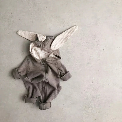 Bunny Baby Romper Long Ears Infant Boy Girl Adorable Animal Rompers Jumpsuit Toddler  Kids Knitted Autumn Rabbit Outift Hooded