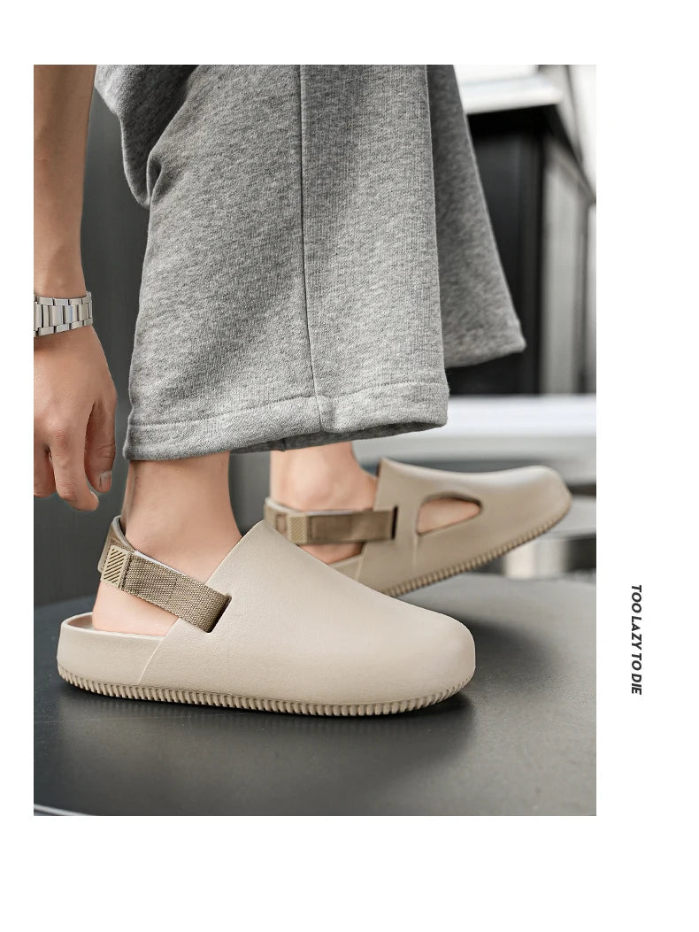 Summers Clogs Man Slippers Men Flat Mules Beach Sandals Quick Drying Water Shoes Work Casual Garden Lightweight Slippers