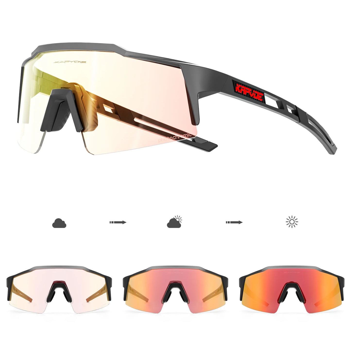 Kapvoe Photochromic Cycling Sunglasses for Men Women Bike Glasses Riding Driving UV400 Mountain Bicycle Goggles Eyewear Sports