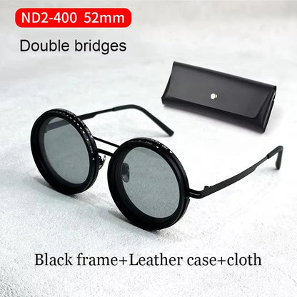 ND9 adjustable dimming sunglasses Retro Punk round men's outdoor fishing UV400 polarized driving sunglasses