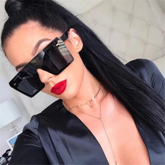 New Top Oversize Square Sunglasses Women Fashion Retro Gradient Sun Glasses 2024 Men Blue Big Frame Vintage Eyewear UV400