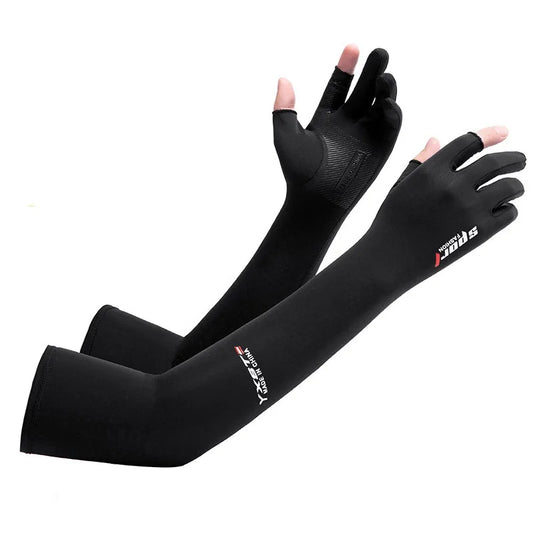 UV Solar Arm Sleeves Long Cuffs for Cycling Men Women Cool Sun Protection Motorcyclist Driving Gloves Hand Cover Summer