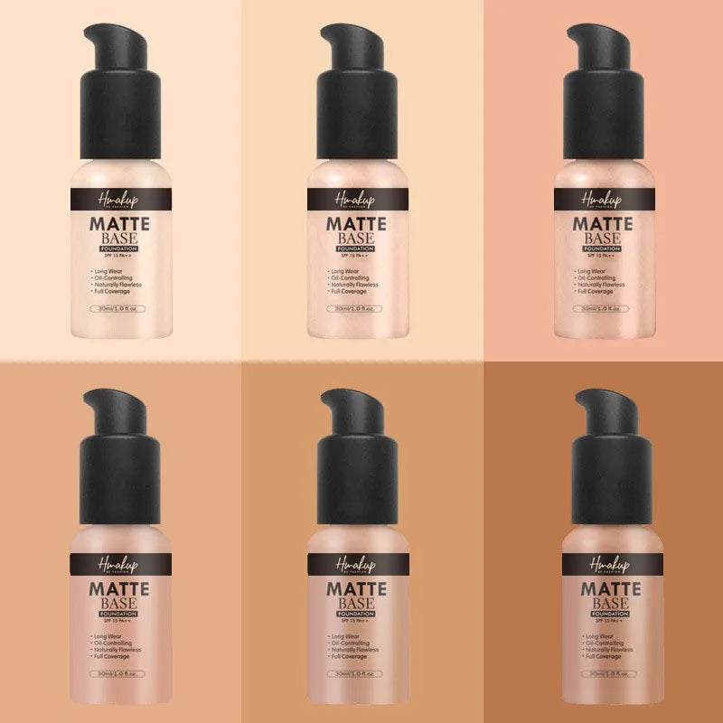 30ml 6 Colors Matte Liquid Foundation Oil Control Waterproof Lasting Full Coverage Facial Natural Concealer Base Makeup Cosmetic