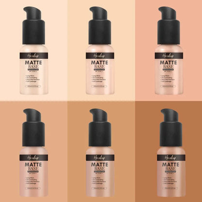 30ml 6 Colors Matte Liquid Foundation Oil Control Waterproof Lasting Full Coverage Facial Natural Concealer Base Makeup Cosmetic