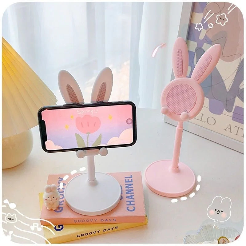 O suporte de telefone móvel de coelho fofo pode levantar e ajustar os acessórios do telefone de mesa suporte de telefone aperto do telefone