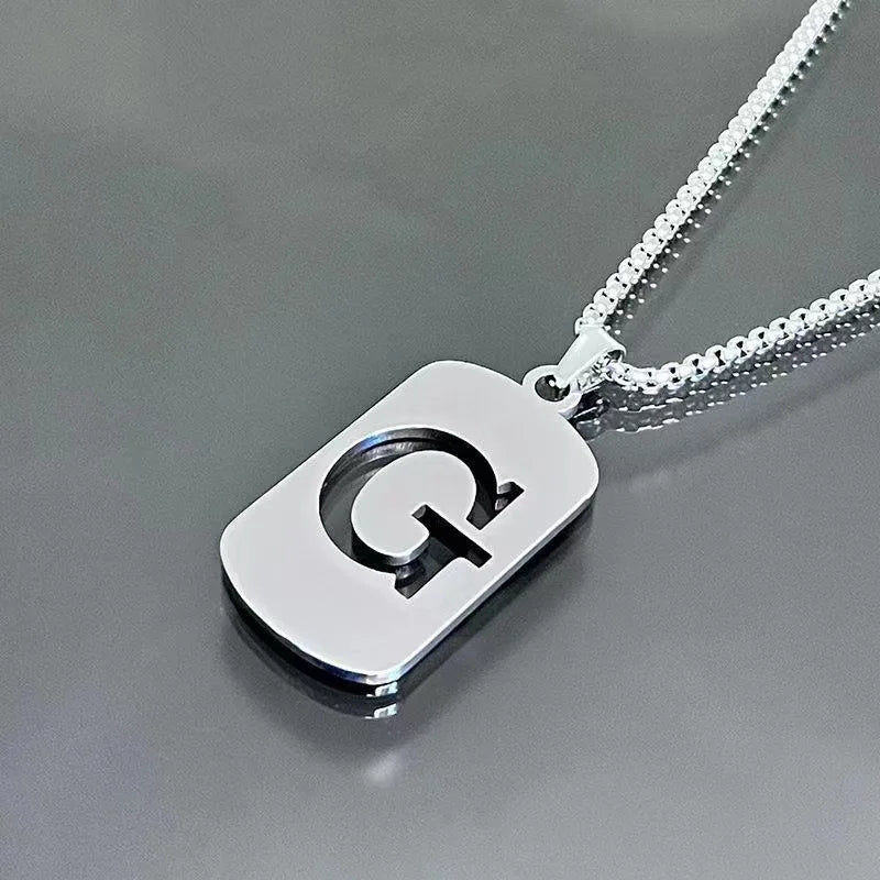 Stainless steel Men Women Pendant Necklace Hollow 26 Mother Without Plating Design  Style Hip Hop Chain for Daily Wear and Gift