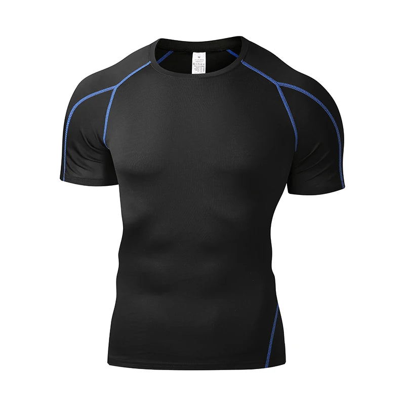 Summer Men Running T Shirt Sportswear Male Elastic T-shirt Gym Fitness Tops Tee Athletic Tights Sport Compression T Shirt Men