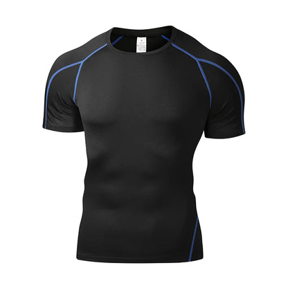 Summer Men Running T Shirt Sportswear Male Elastic T-shirt Gym Fitness Tops Tee Athletic Tights Sport Compression T Shirt Men