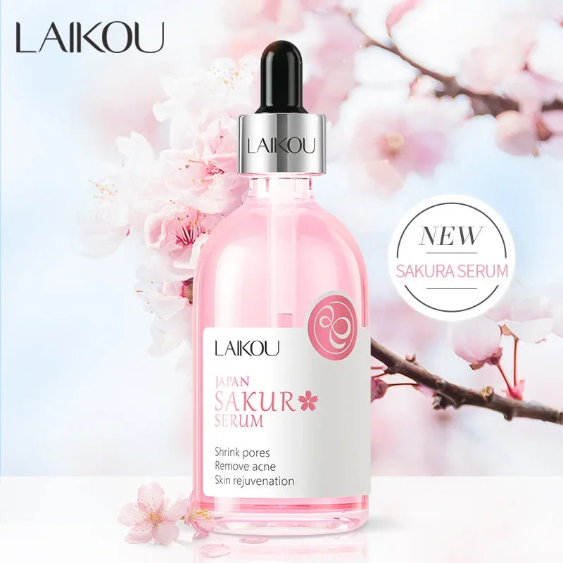 LAIKOU Cherry Blossom or Rose Essence Solution Moisturizing Facial Care Brighten Tighten Hydrating Repair Soothe Soften 100ml