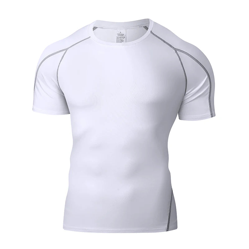 Summer Men Running T Shirt Sportswear Male Elastic T-shirt Gym Fitness Tops Tee Athletic Tights Sport Compression T Shirt Men