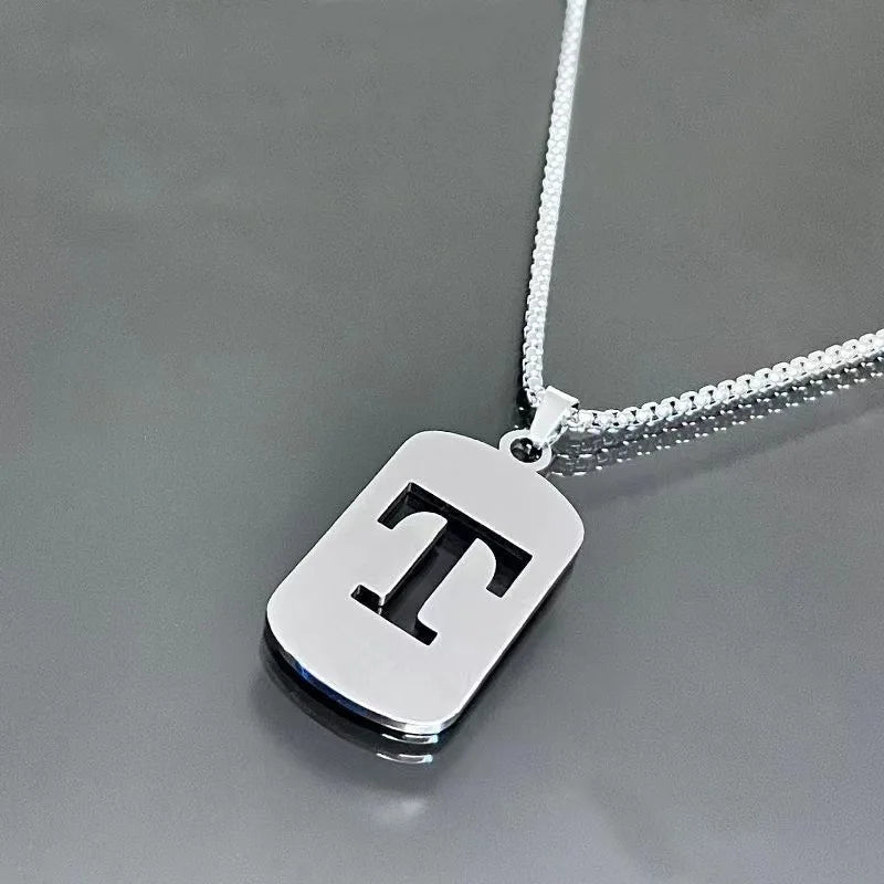 Stainless steel Men Women Pendant Necklace Hollow 26 Mother Without Plating Design  Style Hip Hop Chain for Daily Wear and Gift