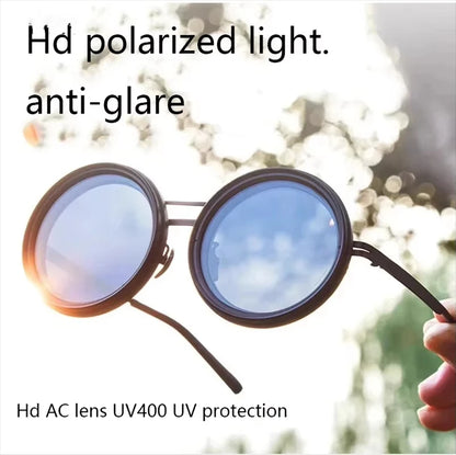 ND2-400 9 Level Adjustable Dimming Polarized Fishing Round Men Sunglasses Vintage Punk Driving Sunglasses Gift Hard Case