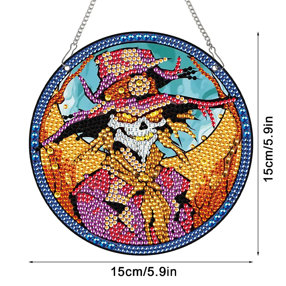 Special Shape Halloween Pumpkin Carriage 5D DIY Diamond Painting Dots Pendant Rhinestone Diamond Art Pendants for Wall Window