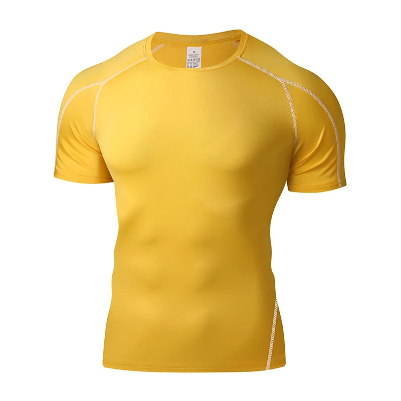 Summer Men Running T Shirt Sportswear Male Elastic T-shirt Gym Fitness Tops Tee Athletic Tights Sport Compression T Shirt Men