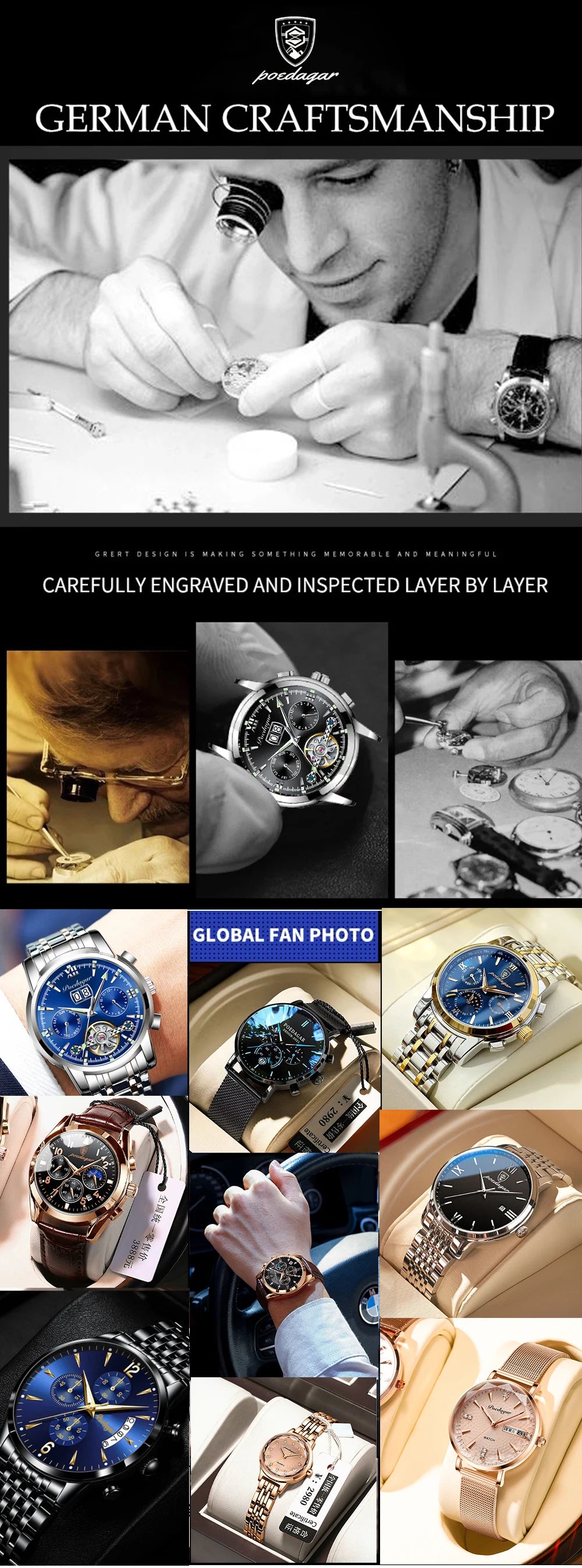 POEDAGAR Luxury Watches For Men Sport Casual Waterproof Luminous Date Man Wristwatch Chronograph Quartz Silicone Men Watch Reloj