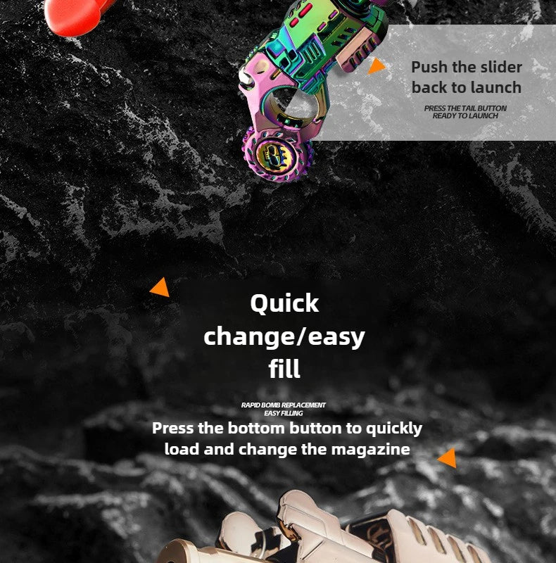 Metal Alloy Shell-Ejecting Toy Pistol Set Fun Shooting Sensory Toy Stress Relief EDC Office Desk Gadget Gift for Boys Adults