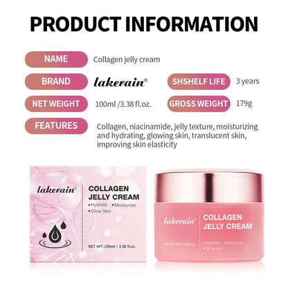 100ml Collagen Jelly Cream Niacinamide Tightening Soothing Moisturizing Anti-Aging Firmness Hydration Skincare 100ml Face Gel