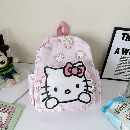 Anime Cartoon Kuromi Melody Cinnamoroll Backpack Boys Girls Cartoon Hello Kitty Kawaii Canvas Fashion Children's Schoolbag