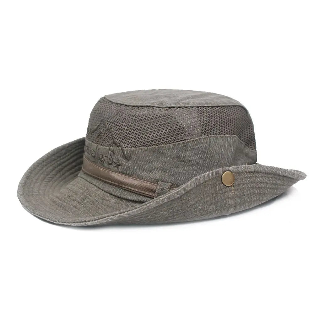Foldable Cotton Sun Protection Hat Adjustable Breathable Wide Brim Fishing Cap Bucket Hat Jungle Hat Outdoor Camping Accessories