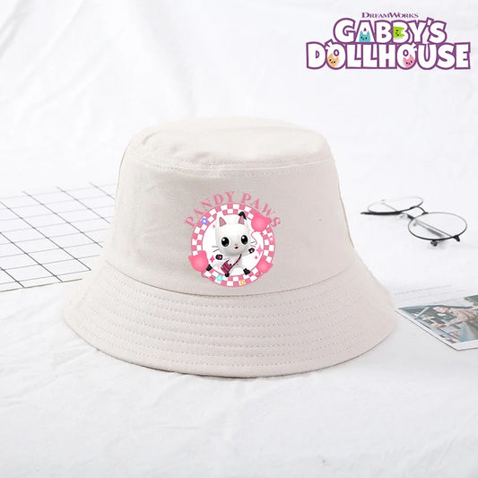 Gabby Dollhouse Bucket Hat Cotton Children Pot Flat Shade Sun Protection Spring Autumn Hats Cartoon Parent-Child Headdress Gift