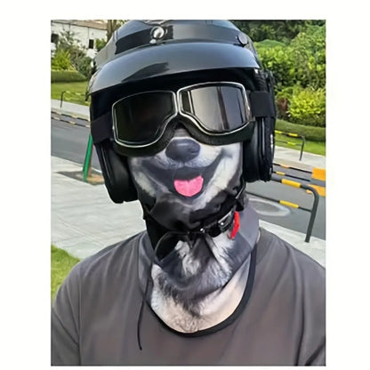 3D Animal Cat Design Summer Full Face Neck Protector Sun Shield Breathable Quick Dry Polyester Helmet Liner for Outdoor Cycling